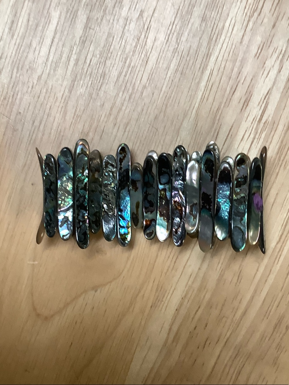 Abalone Shell Stretch Bracelet - Iridescent Blue-Green Women Jewelry